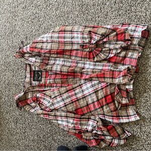 Cato Red and Brown Plaid Button Down Shirt